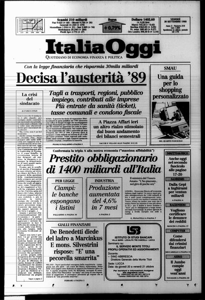 Italia oggi : quotidiano di economia finanza e politica